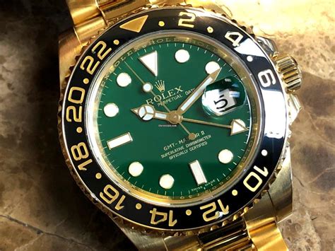 18k rolex green face|Rolex 18 ct yellow gold.